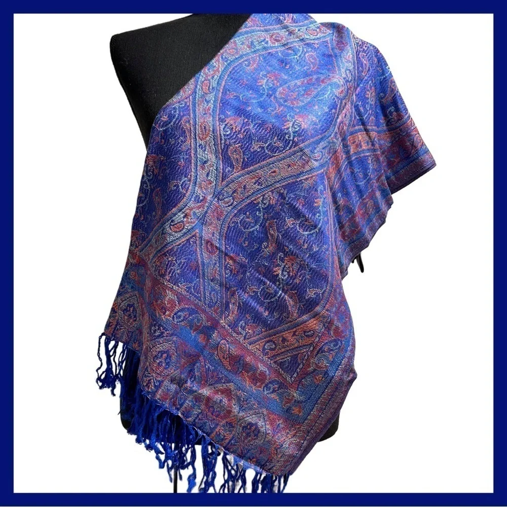 Elegant Shawl in Royal Blue - Versatile Wrap, Stole, Scarf, Veil in Soft Rayon